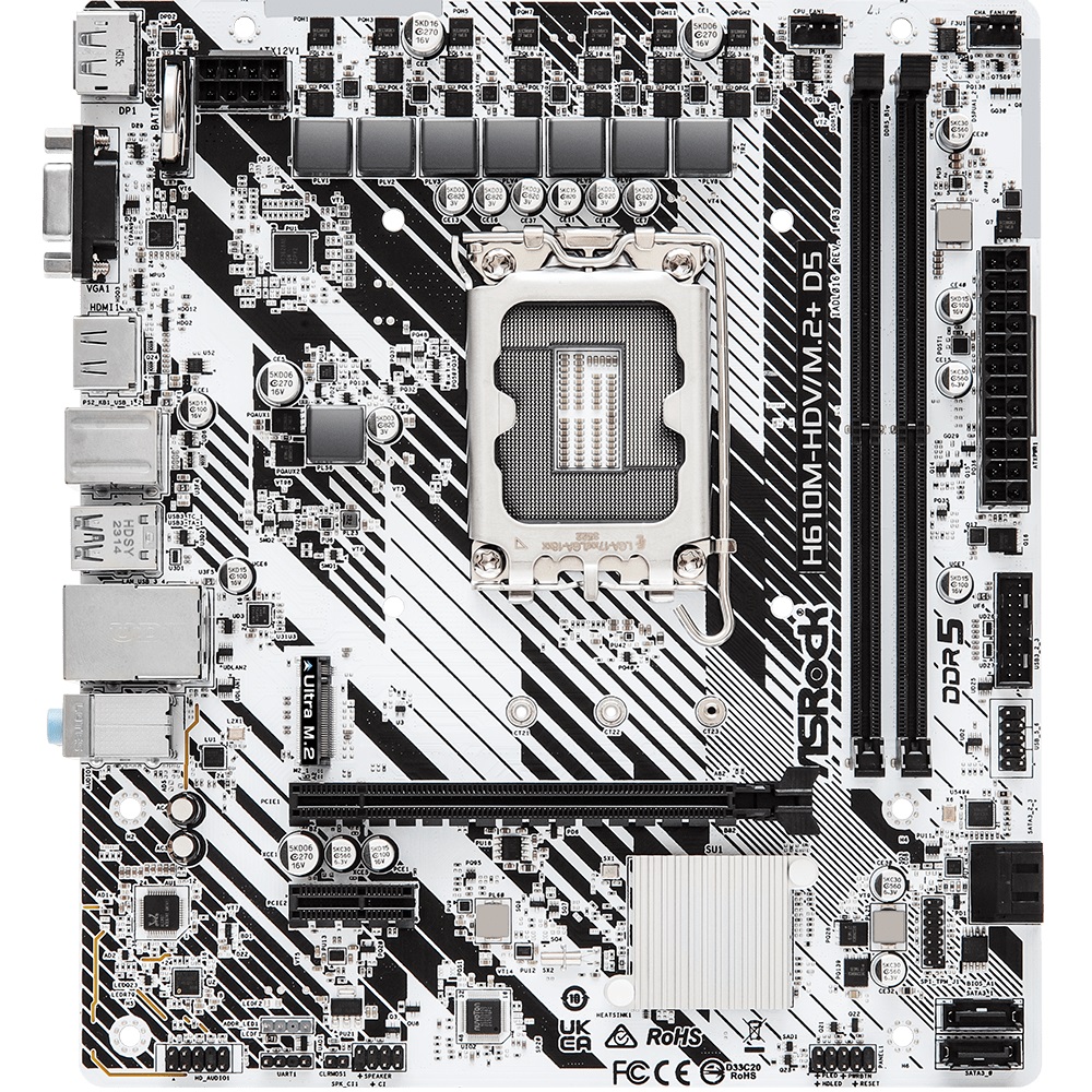 Материнская плата ASRock H610M-HDV M2+ D5 S-1700 H610 VGA DVI HDMI 2xPCI-E 2DDR5 M2 SATA3 — 2