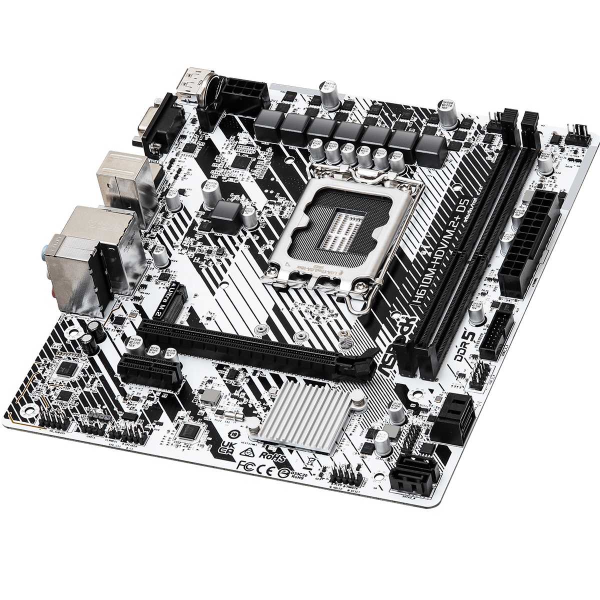 Материнская плата ASRock H610M-HDV M2+ D5 S-1700 H610 VGA DVI HDMI 2xPCI-E 2DDR5 M2 SATA3 — 3